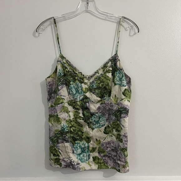Vintage Y2K Ann Taylor Silk Cami Tank Top Babydoll Coquette Size 4 Floral Purple - Picture 1 of 9